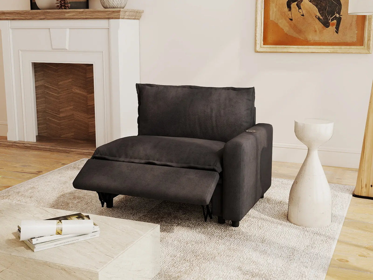1 Piece Grey Linen Small Space Single Sofa 1 Seater 1