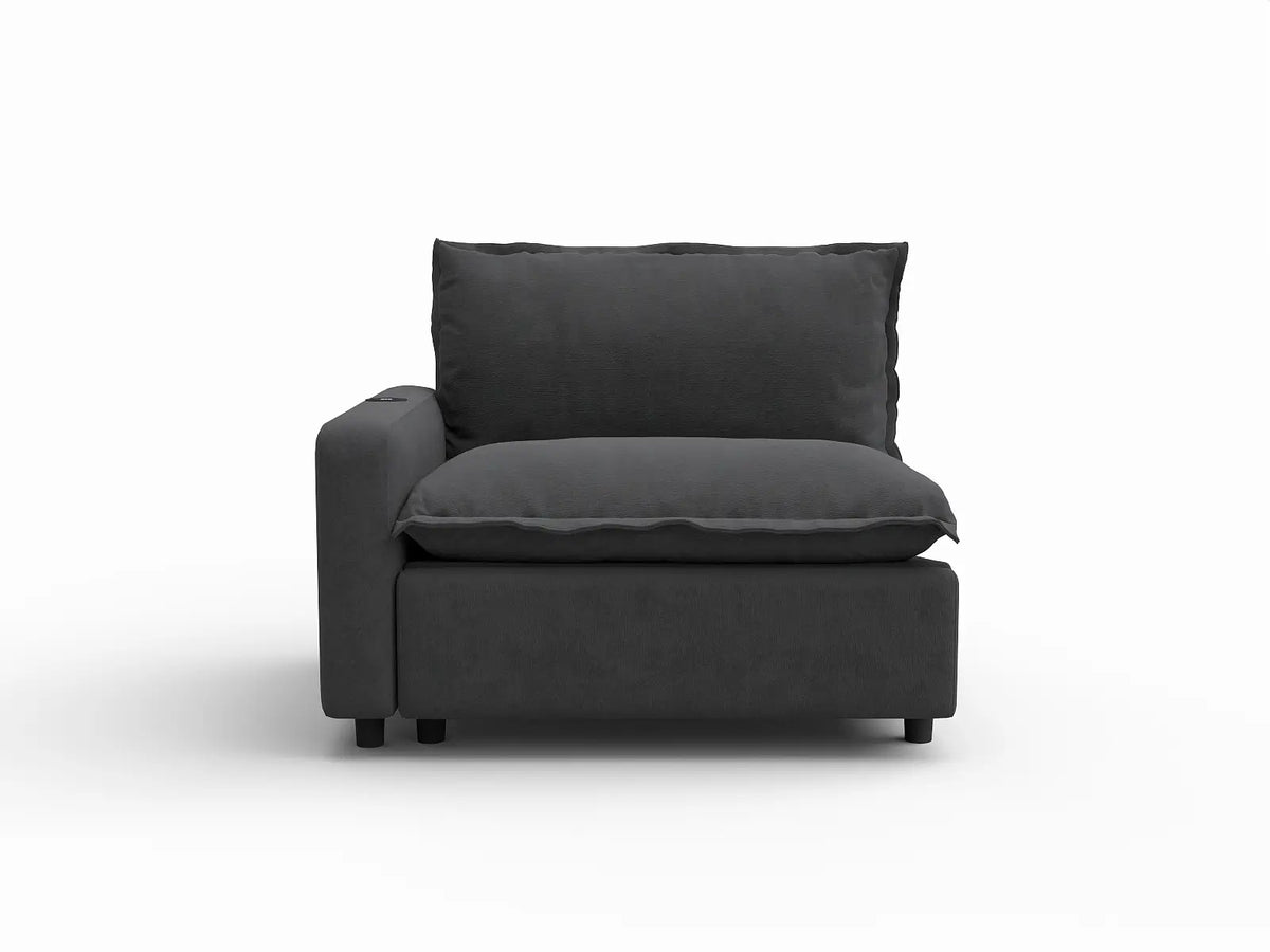 1 Piece Grey Linen Small Space Single Sofa 1 Seater 2