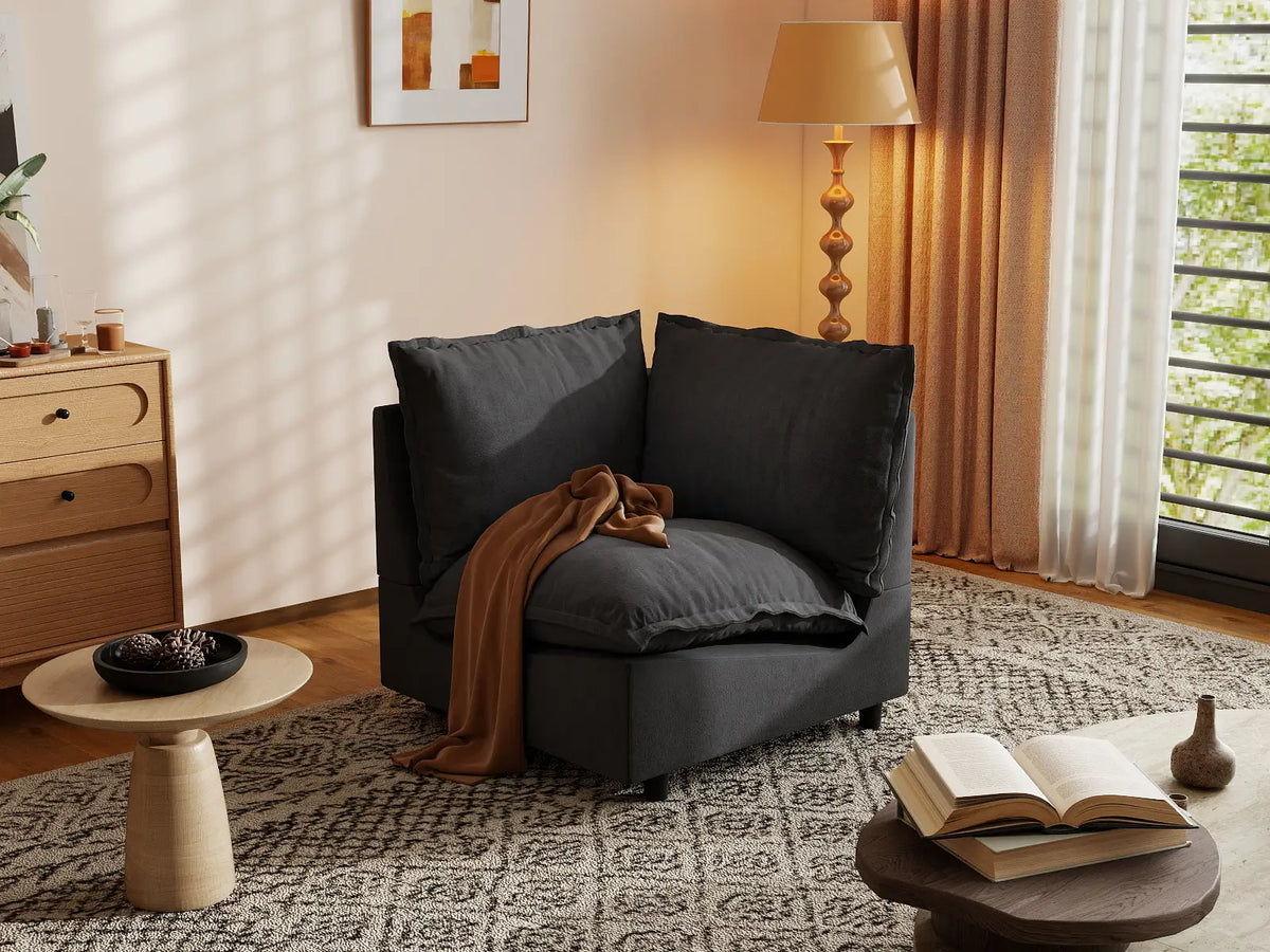 1 Piece Grey Linen Small Space Single Sofa 1 Seater 5 e42eb9f4 e632 44b7 ae65 7a6da9cbe45c