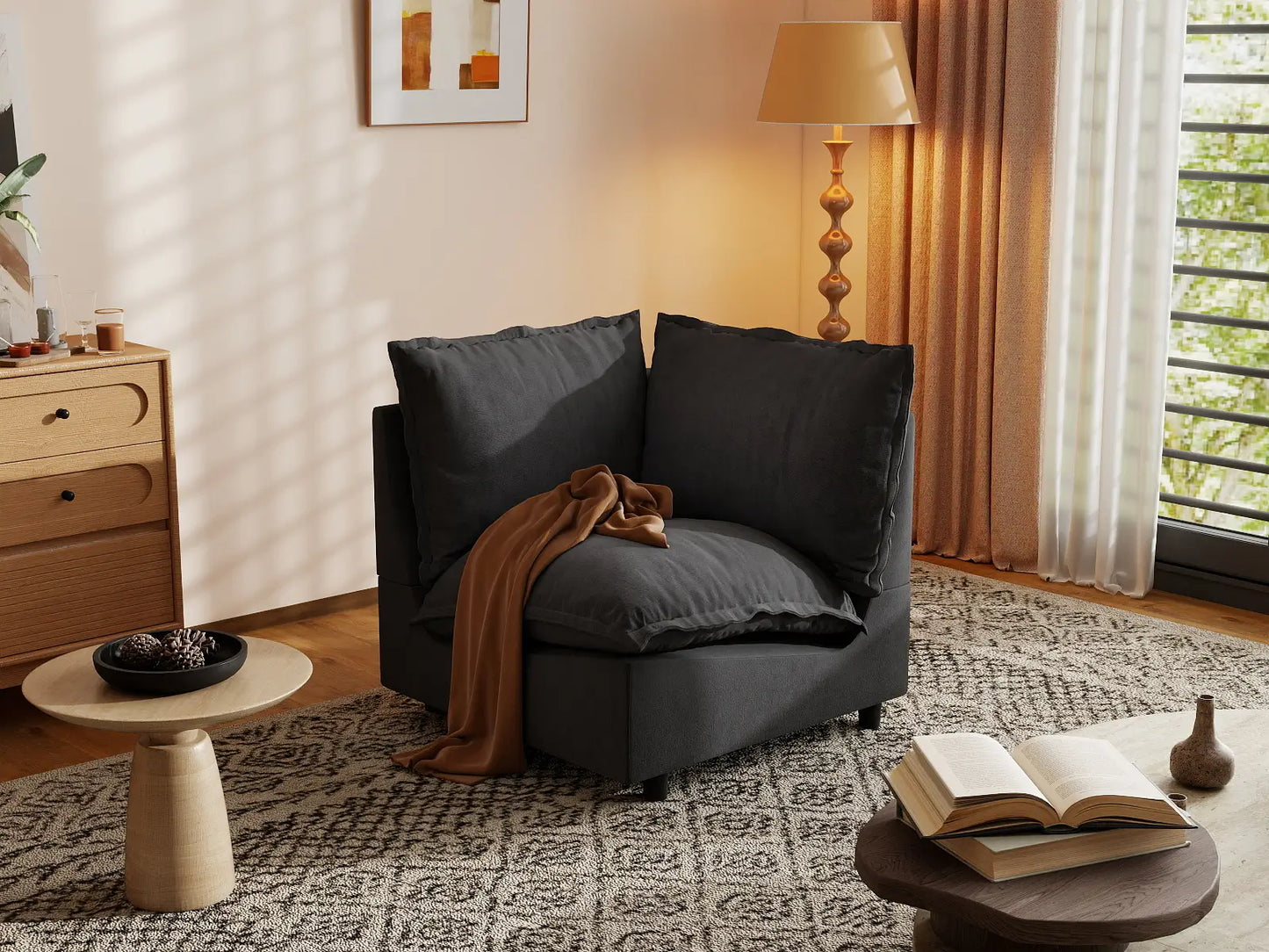 1 Piece Grey Linen Small Space Single Sofa 1 Seater 5 e42eb9f4 e632 44b7 ae65 7a6da9cbe45c