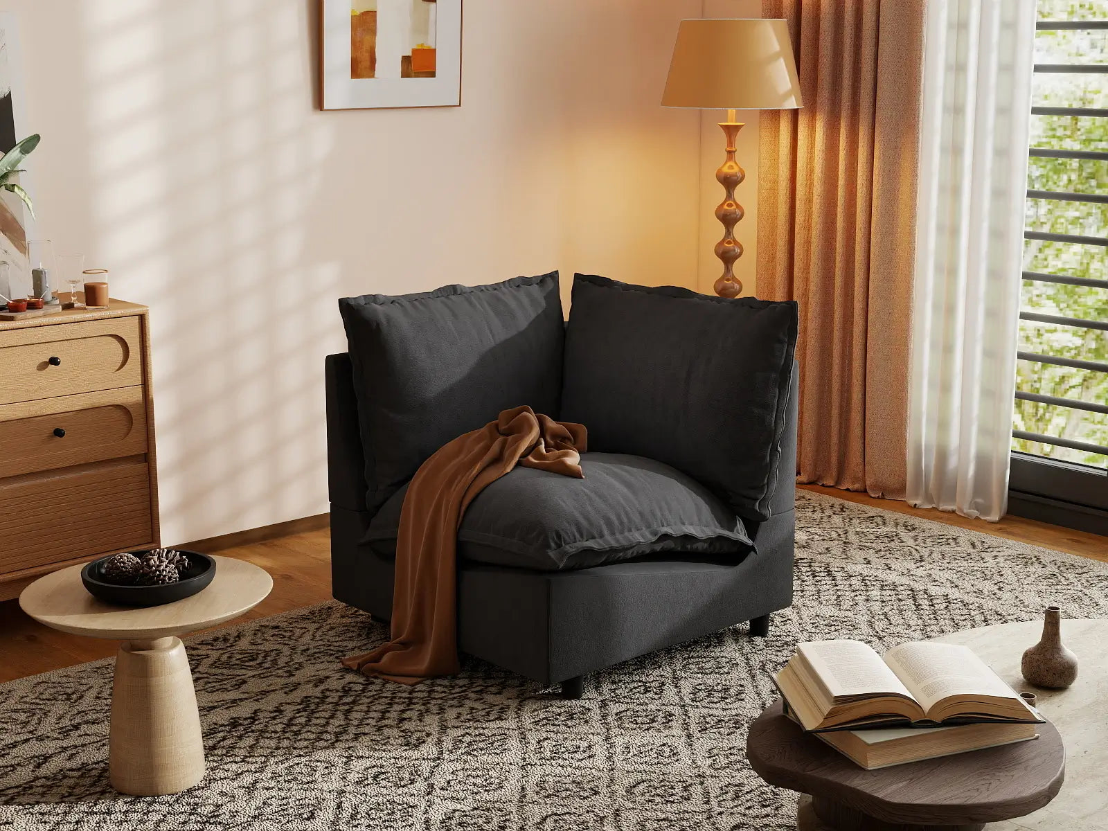 1 Piece Grey Linen Small Space Single Sofa 1 Seater 5 e42eb9f4 e632 44b7 ae65 7a6da9cbe45c