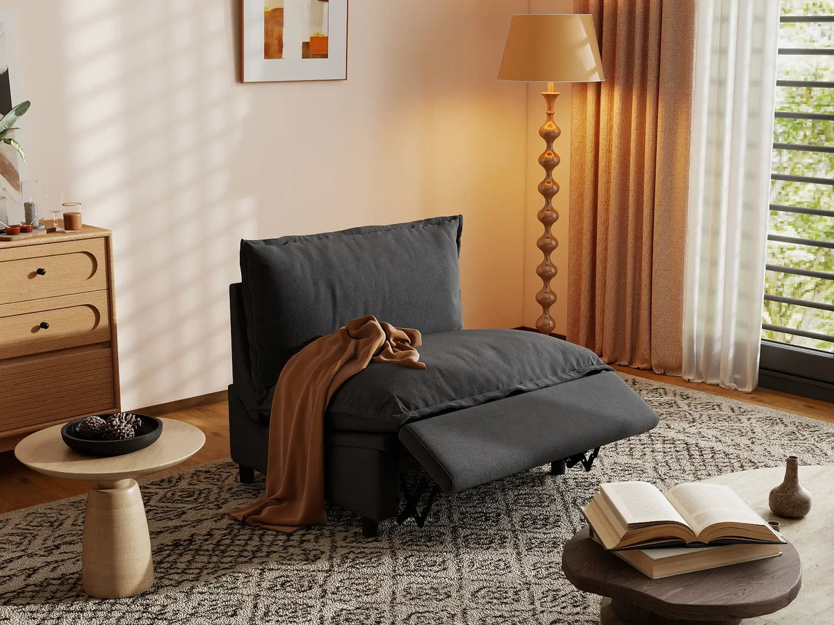 1 Piece Grey Linen Zen Corner Single Sofa 1 Seater 7