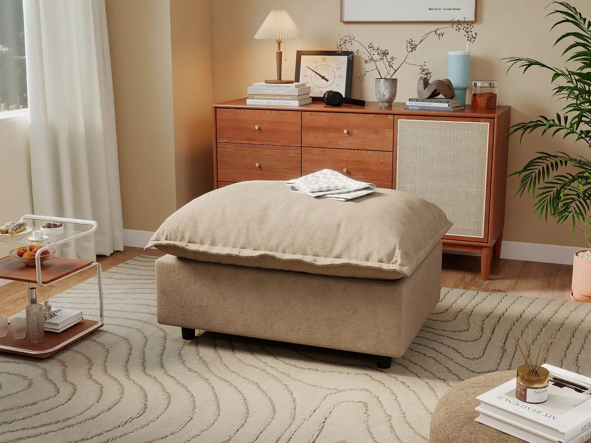 1 Piece Khaki Linen Flex Nook Ottomans 1