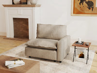 1 Piece Khaki Linen Flex Nook Single Sofa 1 Seater 1