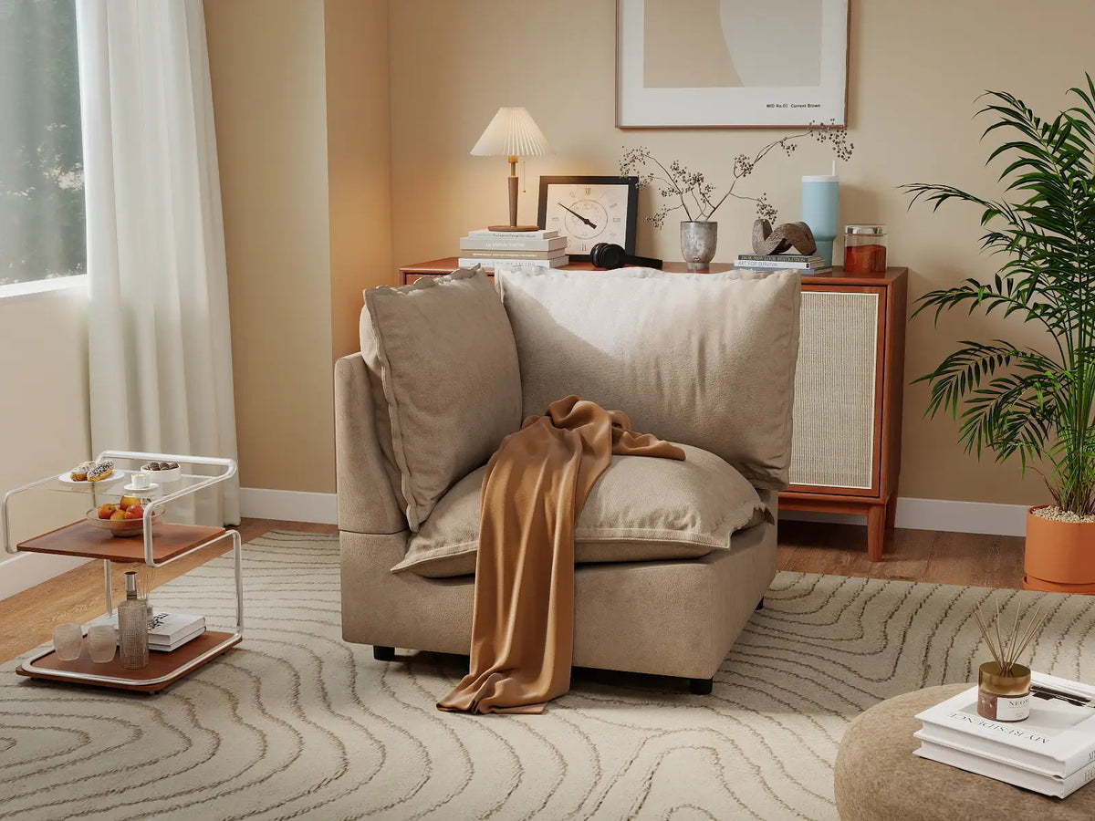 1 Piece Khaki Linen Flex Nook Single Sofa 1 Seater 1 b49ad453 d605 4f1b 81b3 4db1e11a1c39