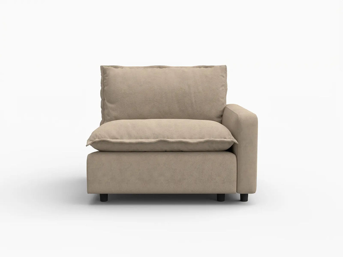 1 Piece Khaki Linen Flex Nook Single Sofa 1 Seater 2