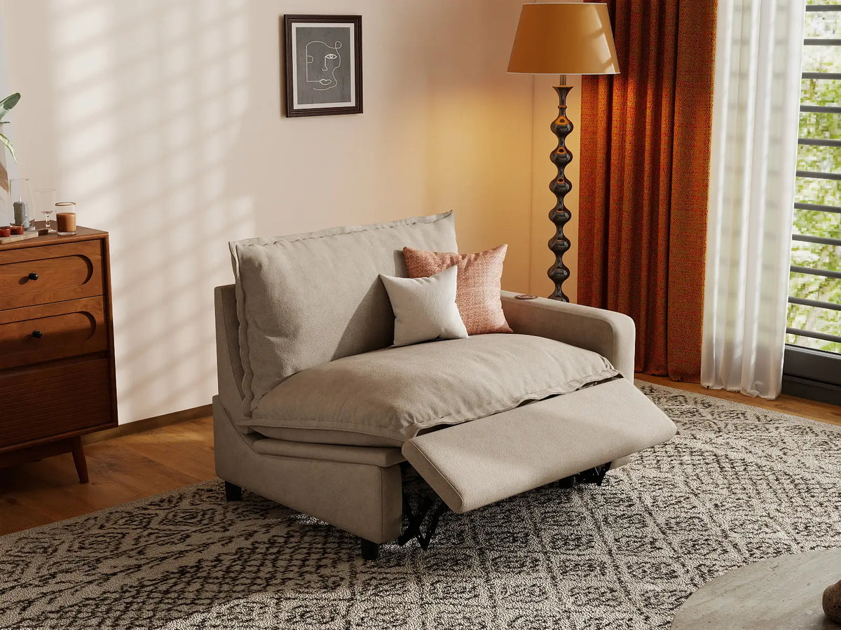 1 Piece Khaki Linen Small Space Single Sofa 1 Seater 7