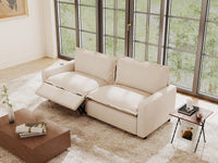 2 Piece Beige Linen Efficient Modern Loveseats 2 Seater 1