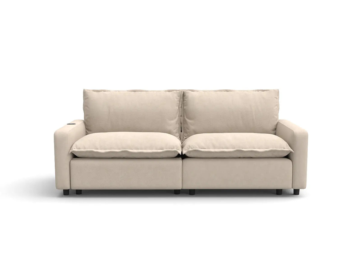 2 Piece Beige Linen Efficient Modern Loveseats 2 Seater 2