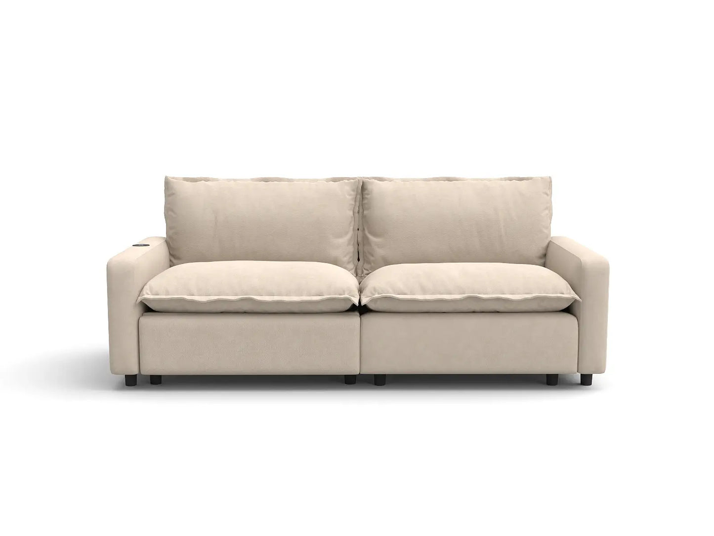 2 Piece Beige Linen Efficient Modern Loveseats 2 Seater 2