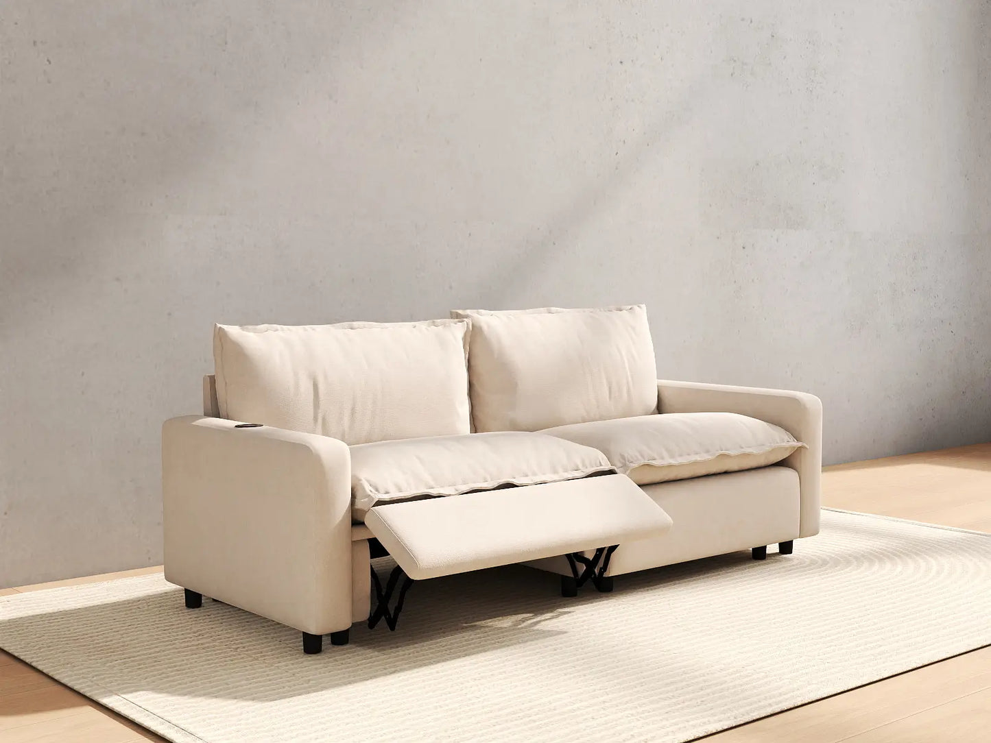 2 Piece Beige Linen Efficient Modern Loveseats 2 Seater 6