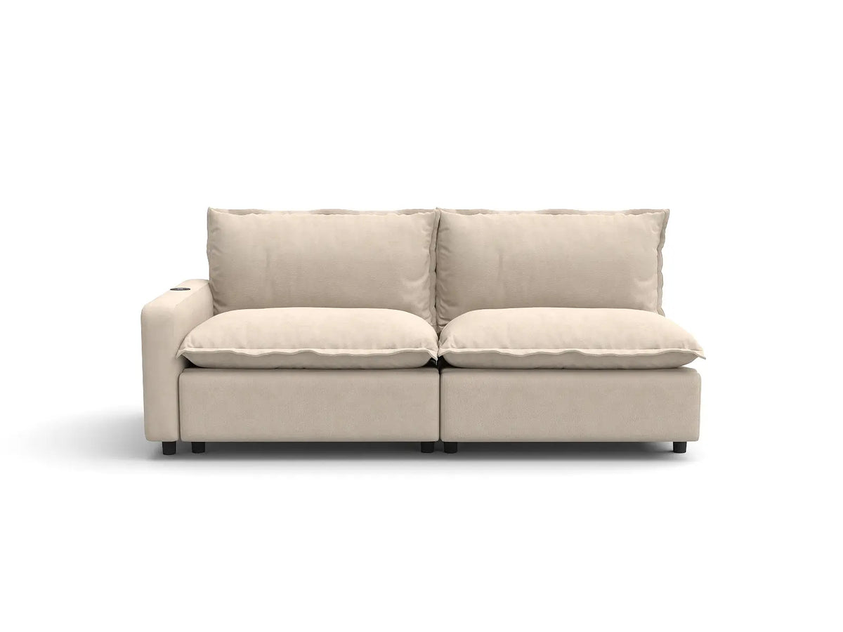 2 Piece Beige Linen Flex Nook Loveseats 2 Seater 2