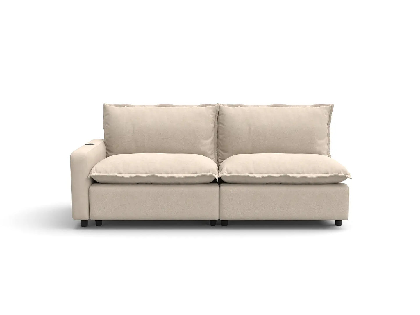 2 Piece Beige Linen Flex Nook Loveseats 2 Seater 2