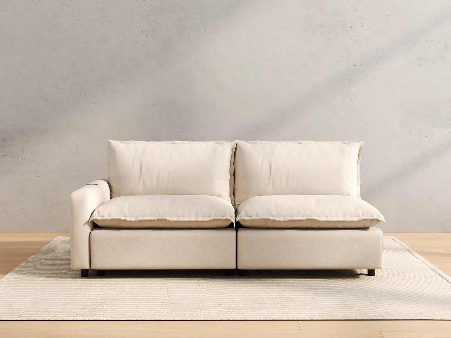 2 Piece Beige Linen Flex Nook Loveseats 2 Seater 4