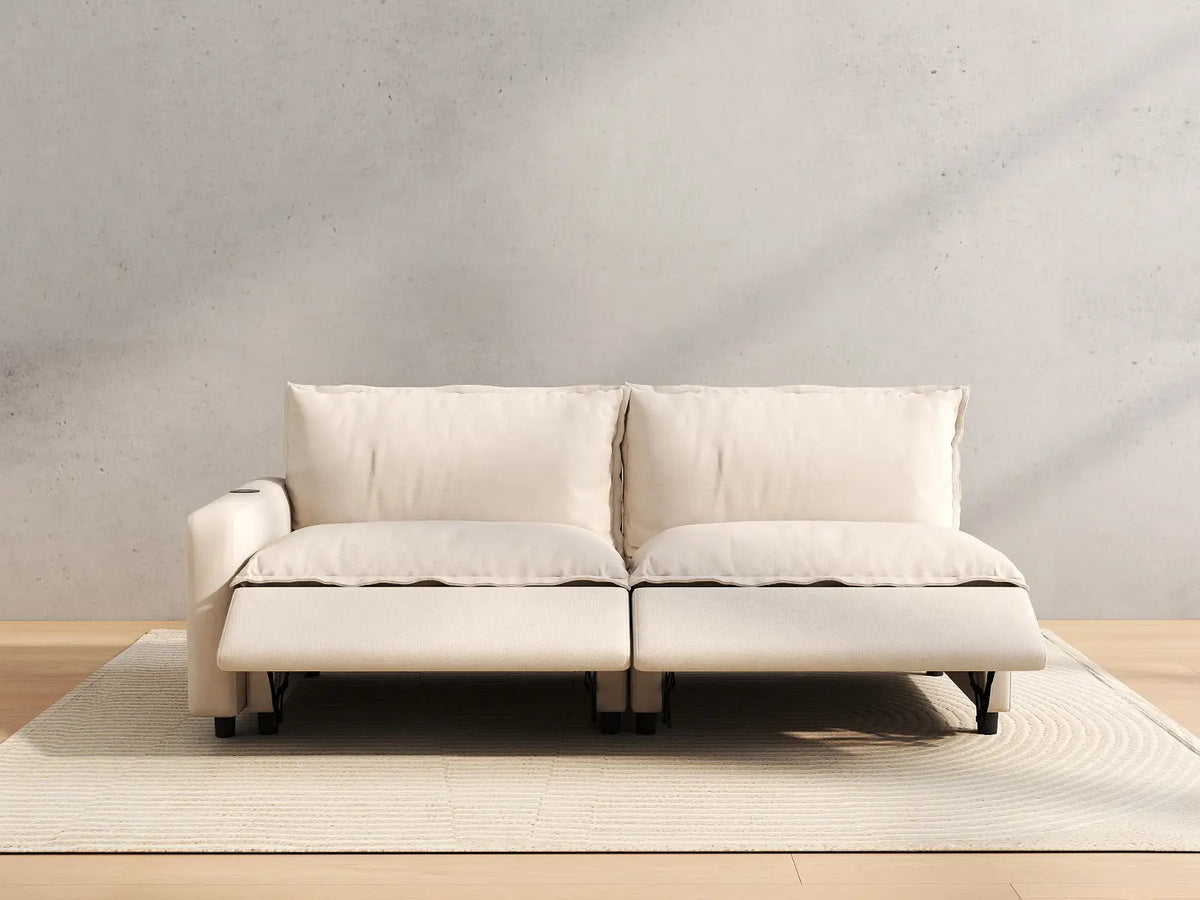 2 Piece Beige Linen Flex Nook Loveseats 2 Seater 5
