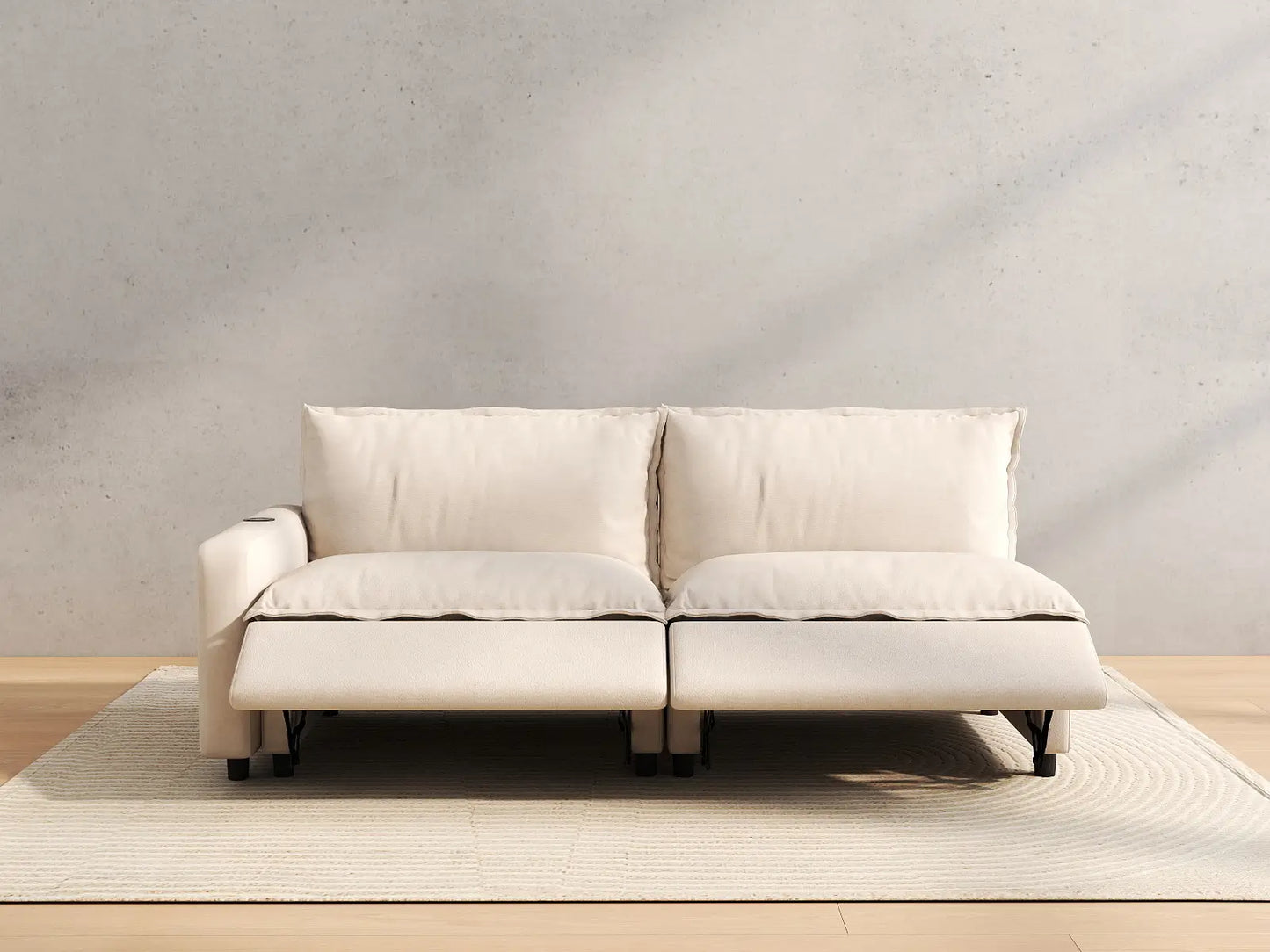 2 Piece Beige Linen Flex Nook Loveseats 2 Seater 5