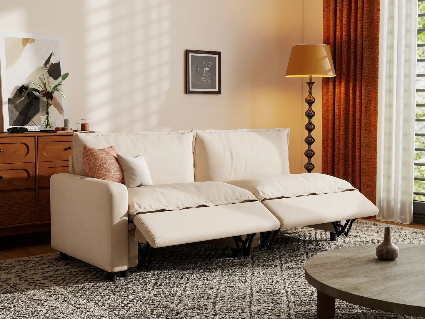2 Piece Beige Linen Flex Nook Loveseats 2 Seater 7