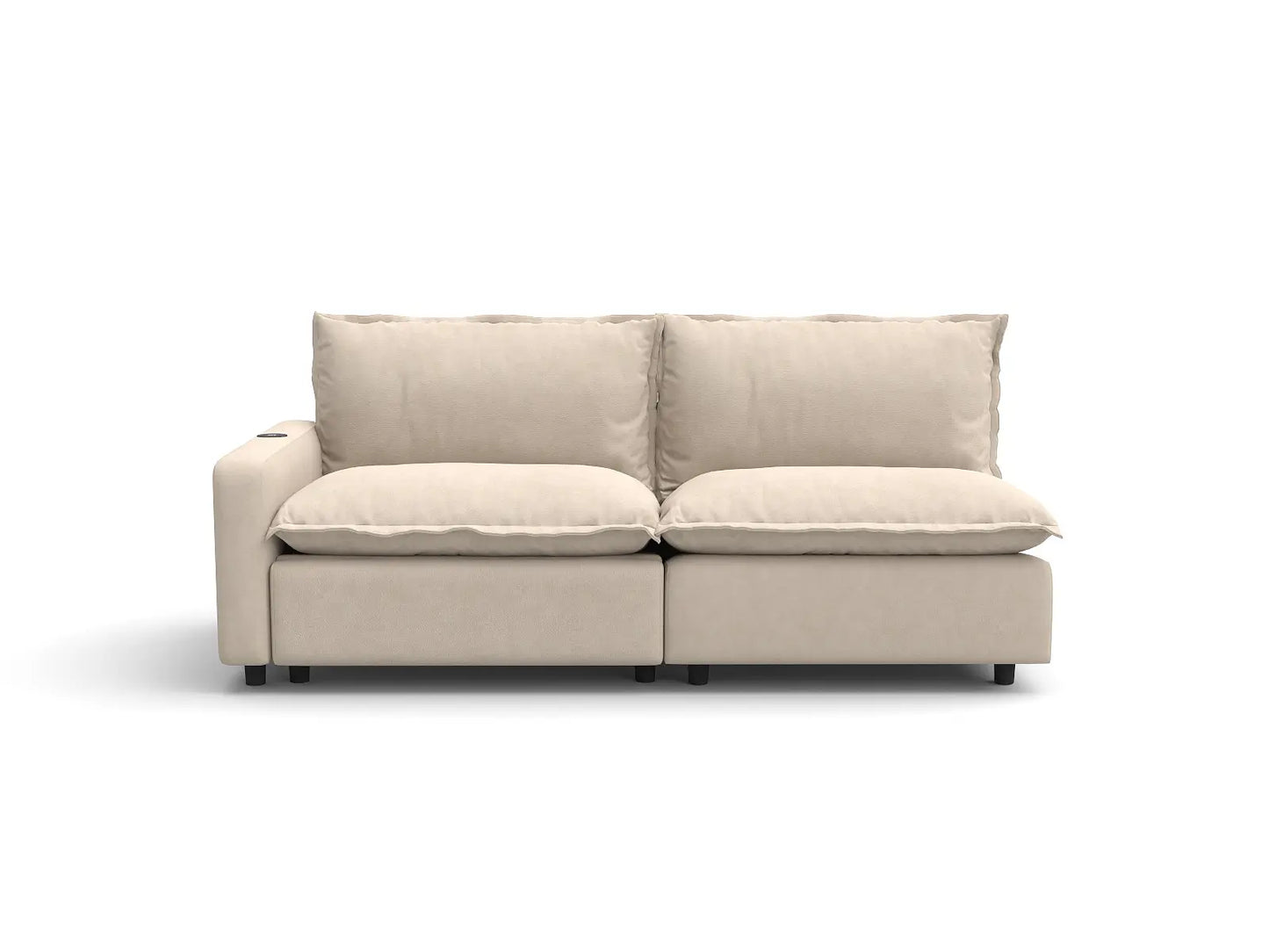 2 Piece Beige Linen Small Space Loveseats 2 Seater 2