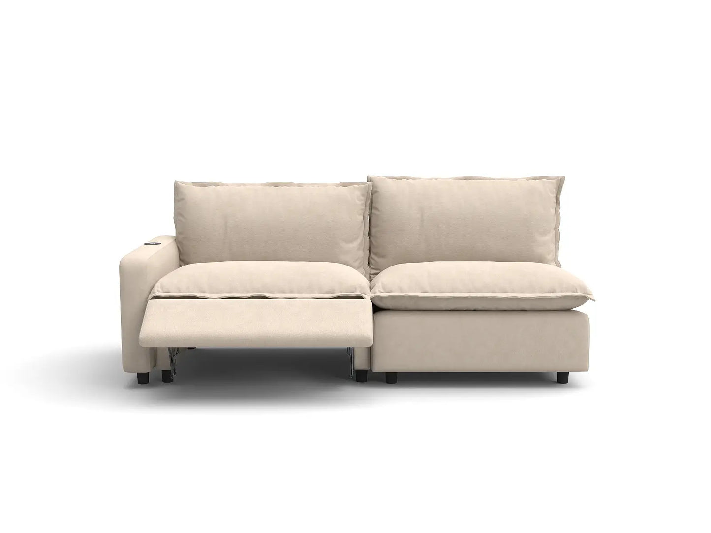 2 Piece Beige Linen Small Space Loveseats 2 Seater 3