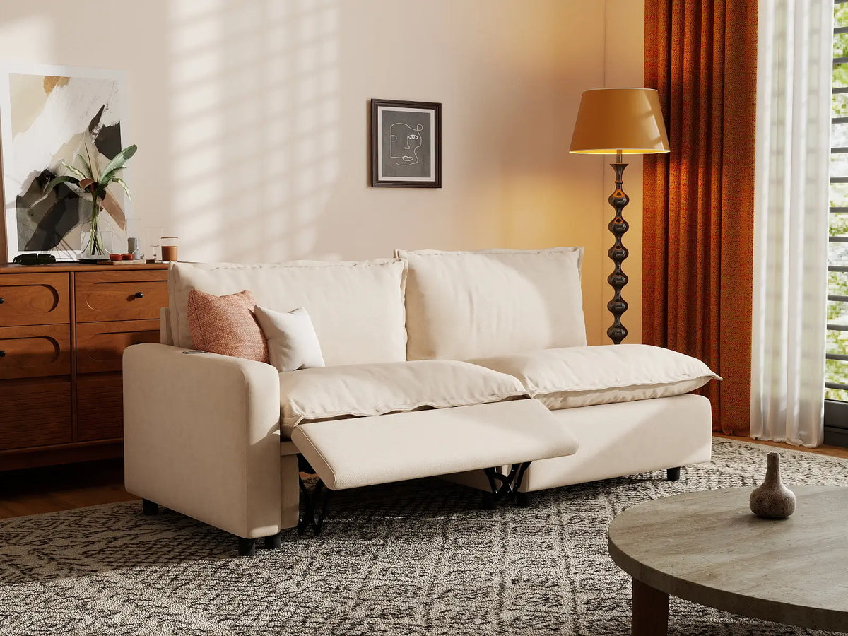 2 Piece Beige Linen Small Space Loveseats 2 Seater 7