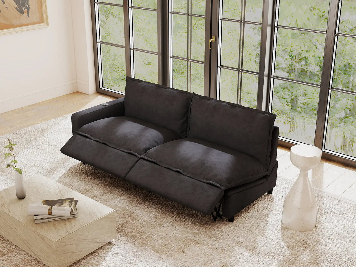 2 Piece Grey Linen Bedroom Corner Loveseats 2 Seater 1