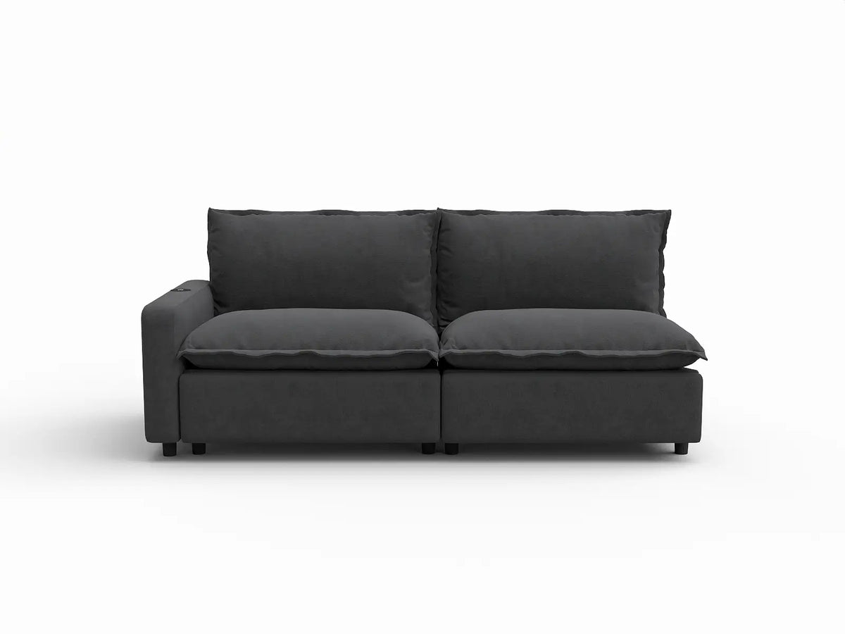 2 Piece Grey Linen Bedroom Corner Loveseats 2 Seater 2