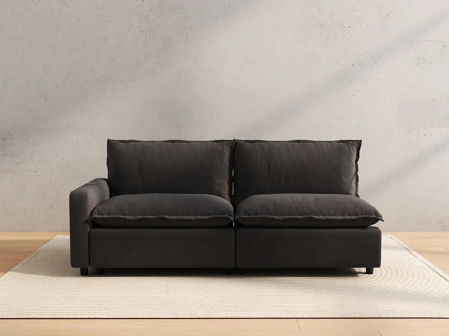 2 Piece Grey Linen Bedroom Corner Loveseats 2 Seater 4
