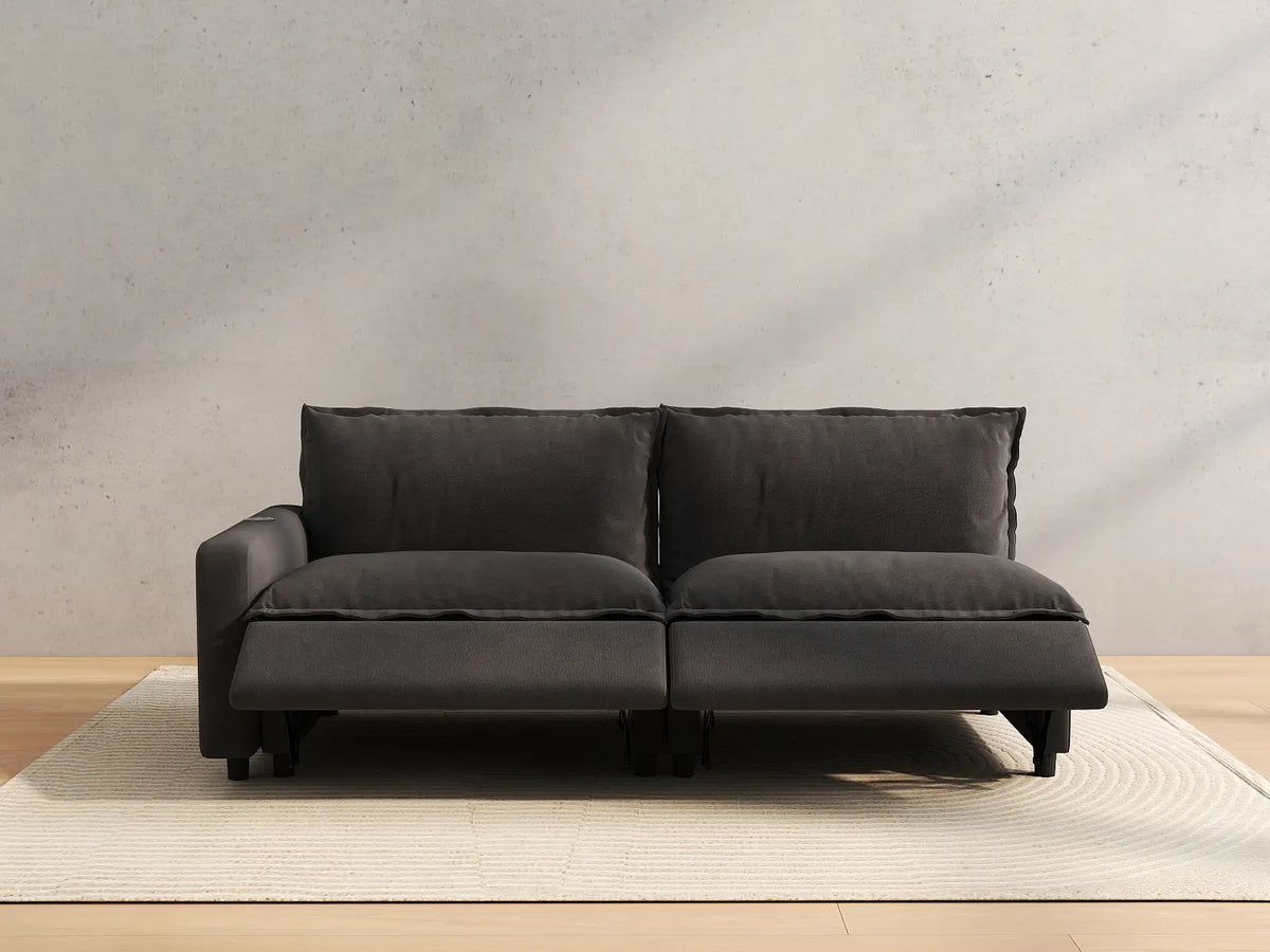 2 Piece Grey Linen Bedroom Corner Loveseats 2 Seater 5