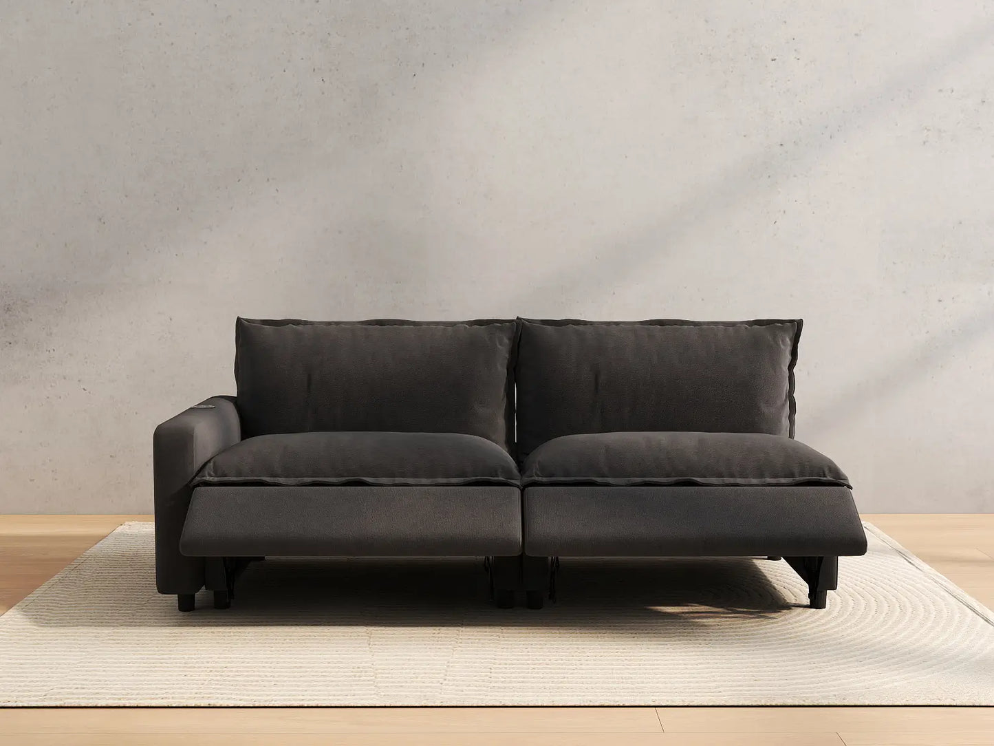 2 Piece Grey Linen Bedroom Corner Loveseats 2 Seater 5