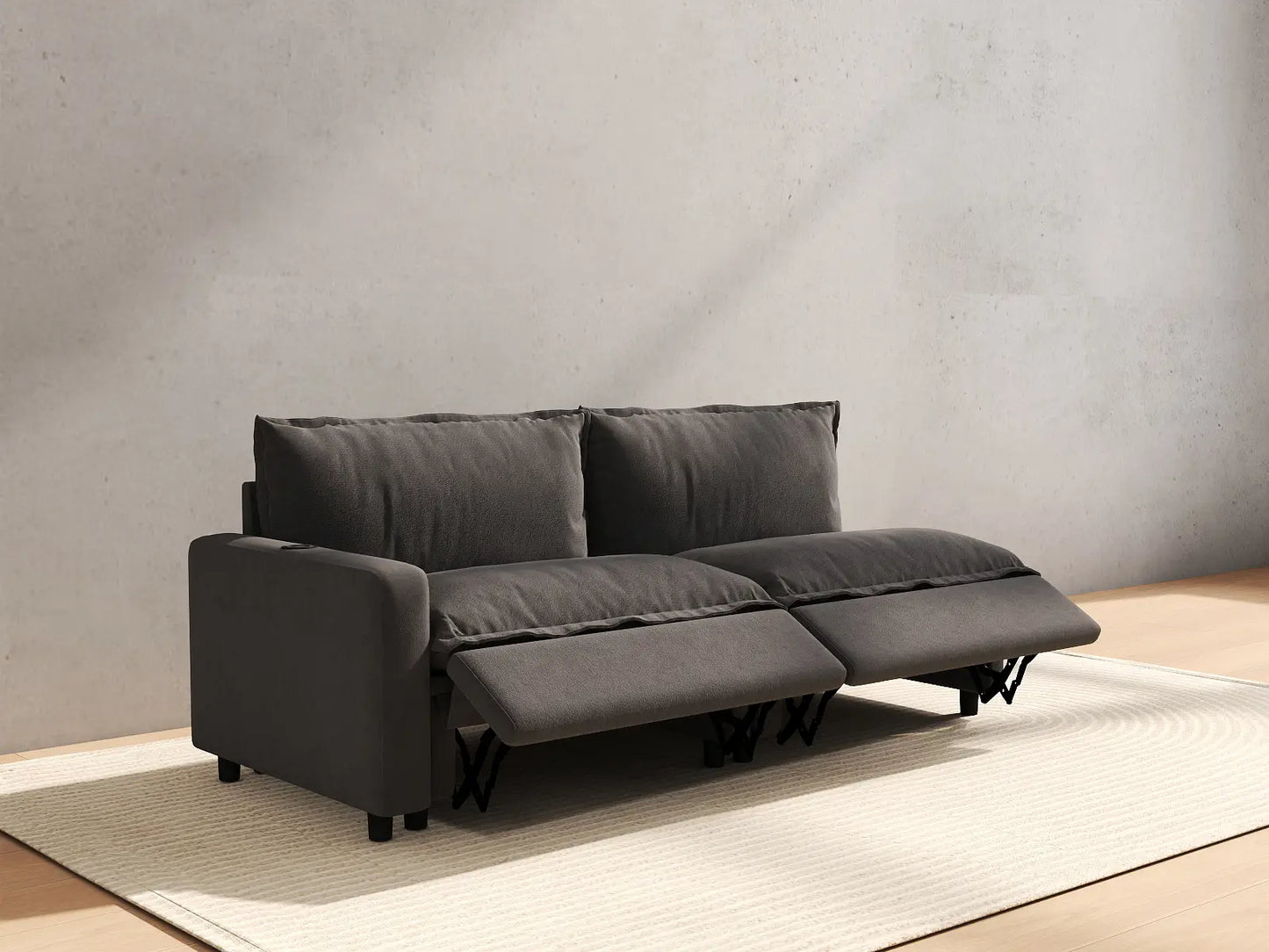 2 Piece Grey Linen Bedroom Corner Loveseats 2 Seater 6