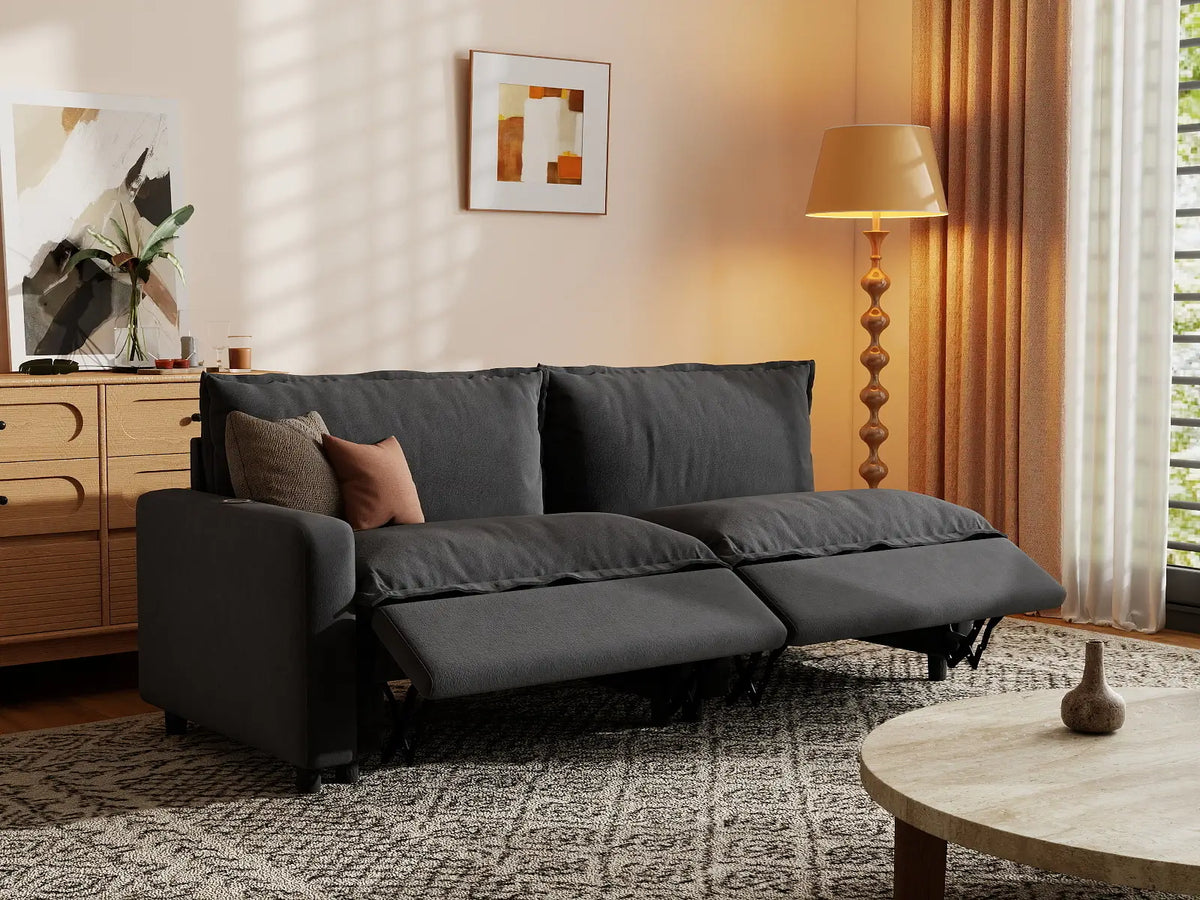 2 Piece Grey Linen Bedroom Corner Loveseats 2 Seater 7