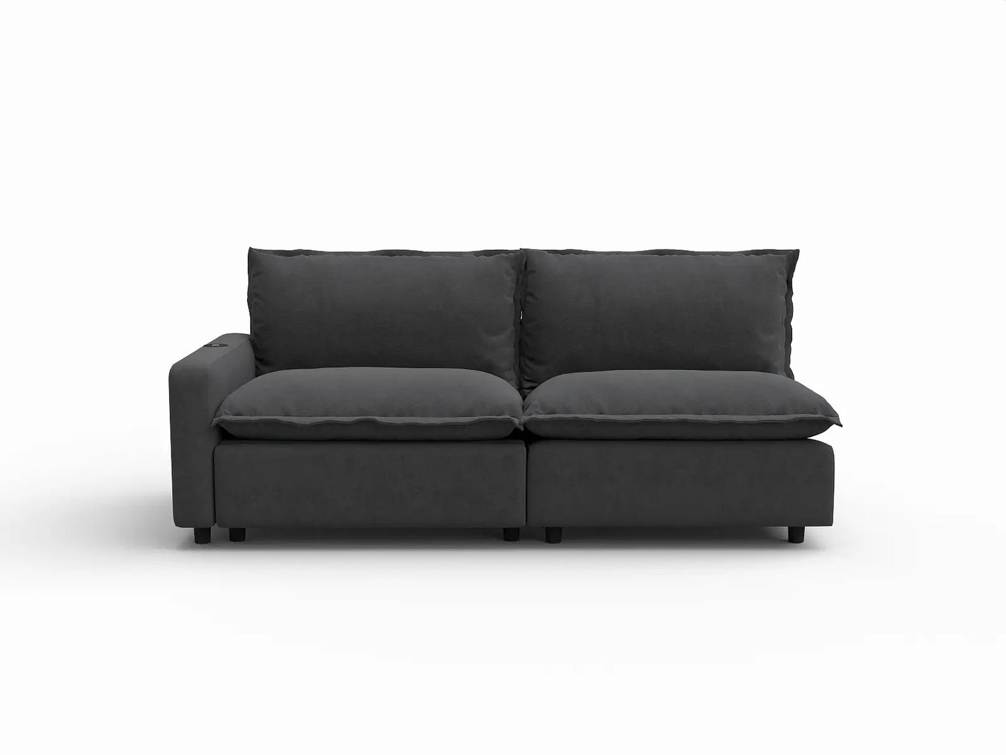 2 Piece Grey Linen Flex Nook Loveseats 2 Seater 2