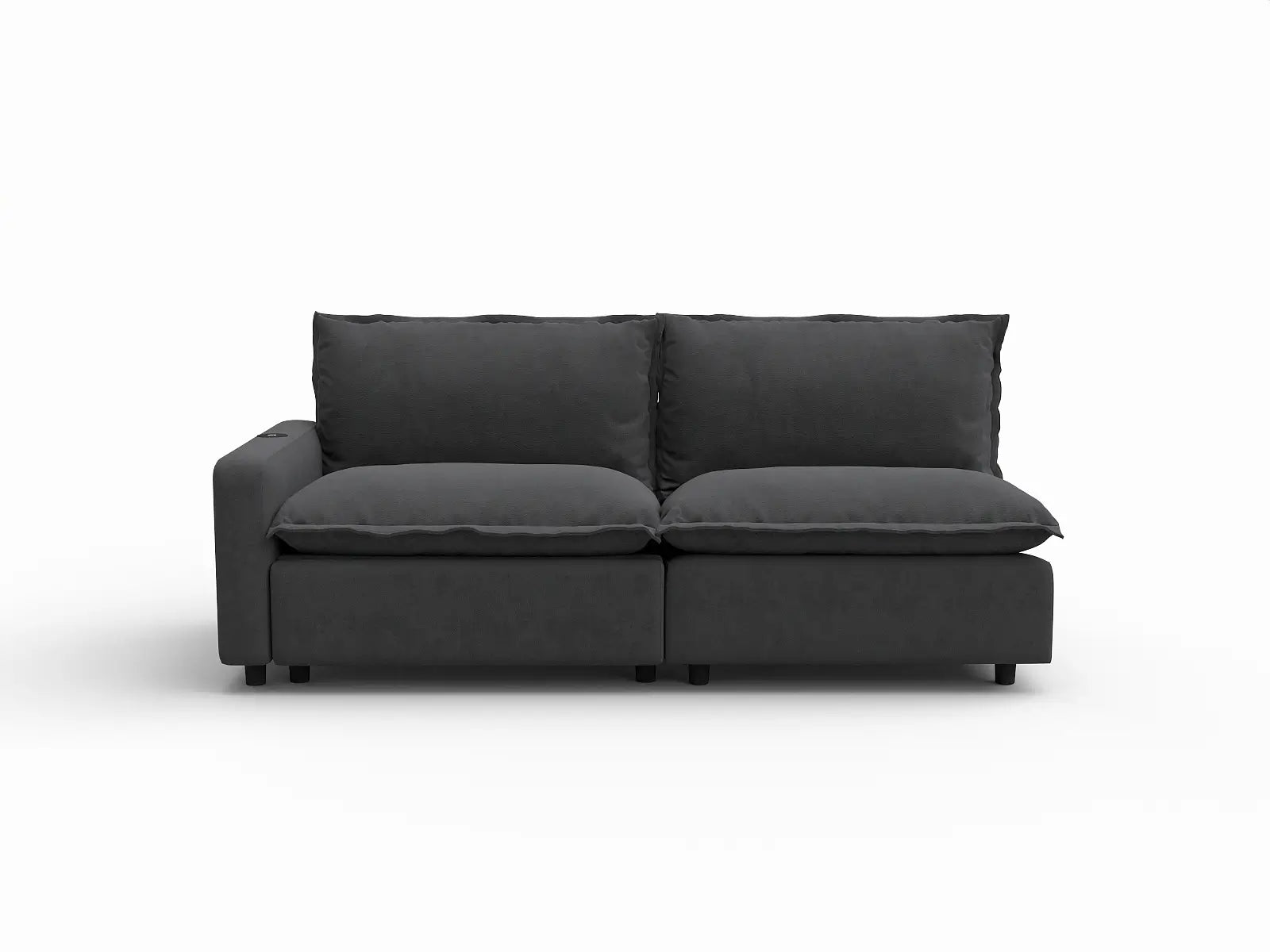 2 Piece Grey Linen Flex Nook Loveseats 2 Seater 2