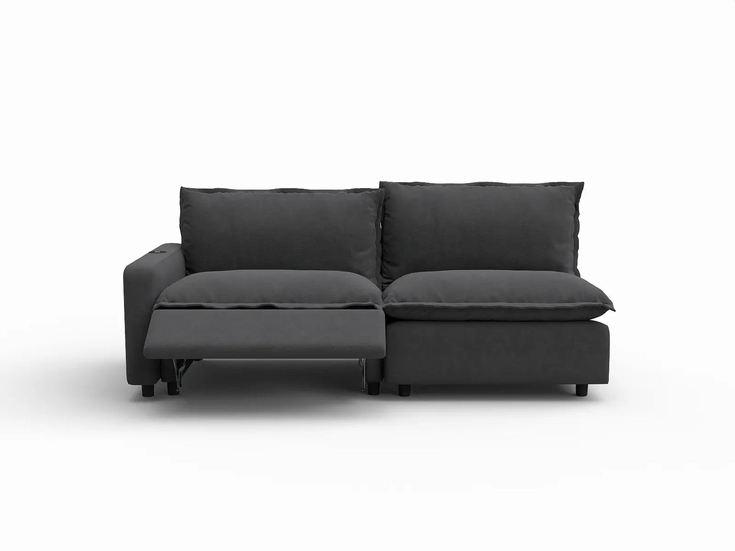 2 Piece Grey Linen Flex Nook Loveseats 2 Seater 3