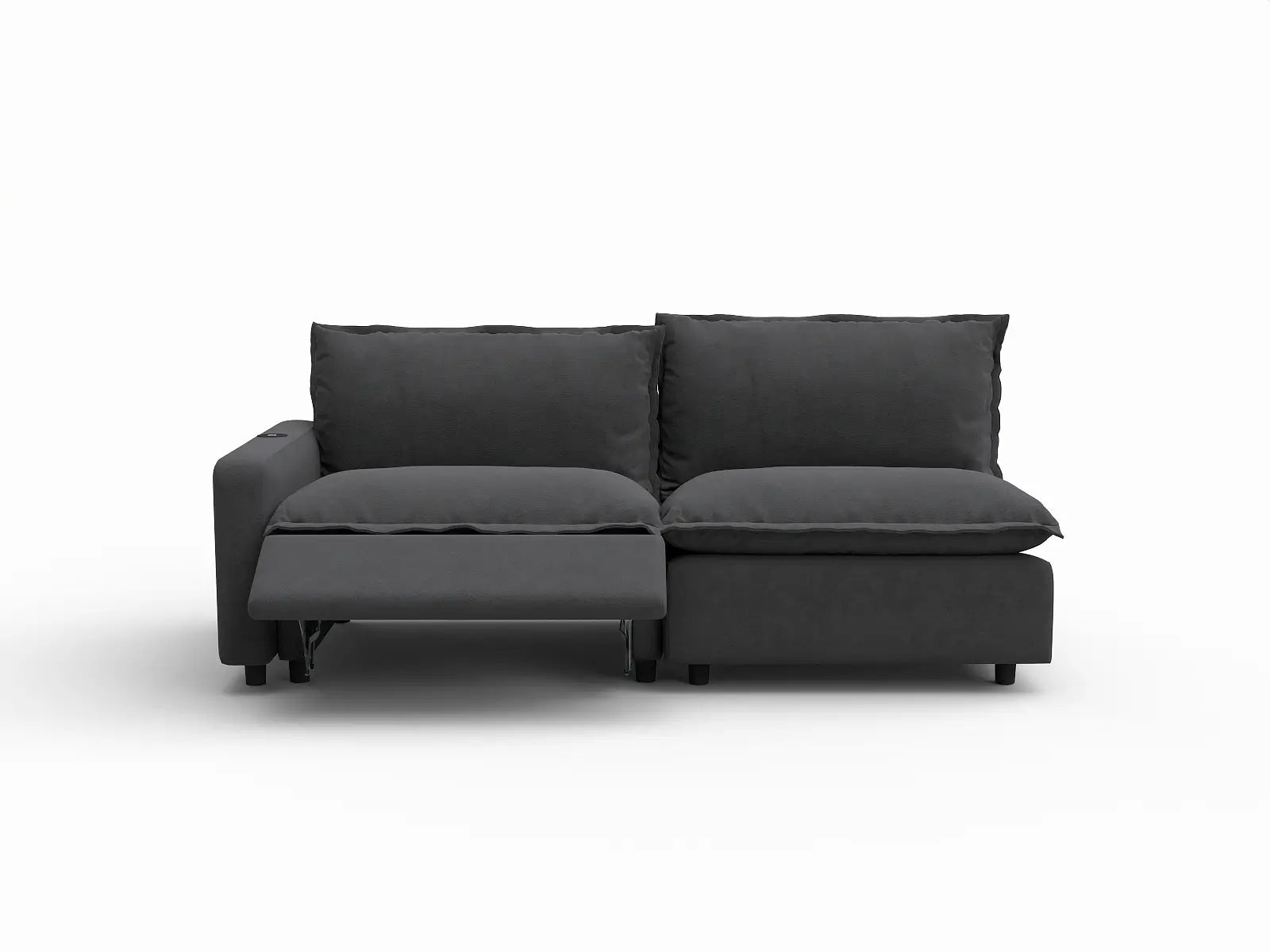 2 Piece Grey Linen Flex Nook Loveseats 2 Seater 3