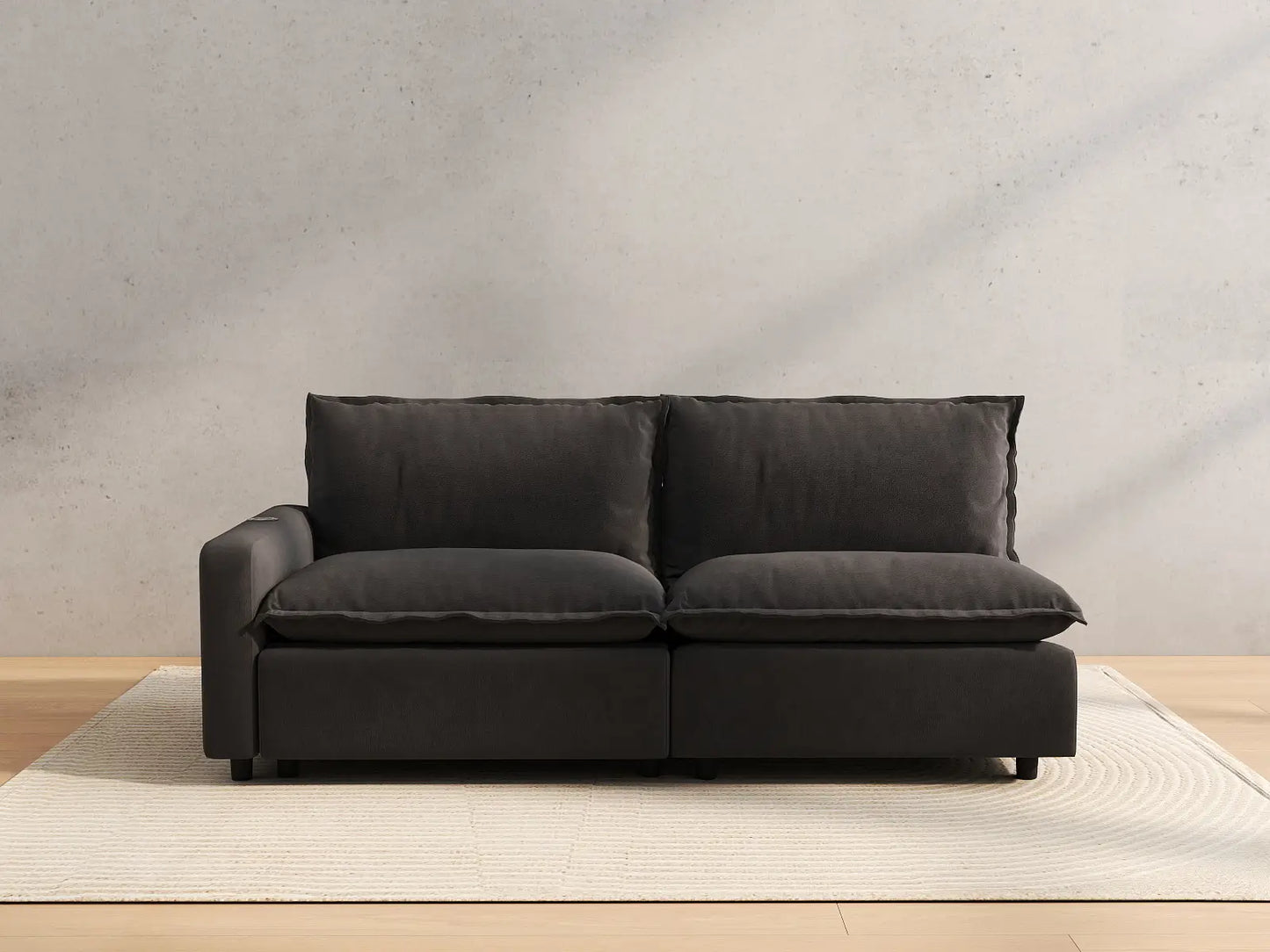 2 Piece Grey Linen Flex Nook Loveseats 2 Seater 4