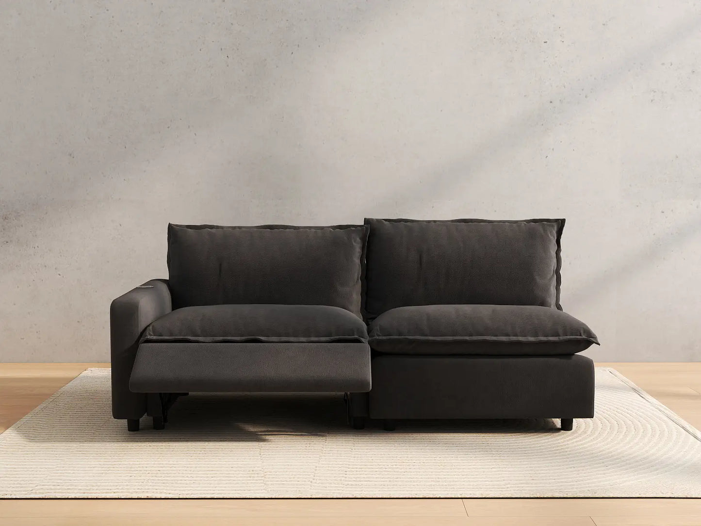 2 Piece Grey Linen Flex Nook Loveseats 2 Seater 5