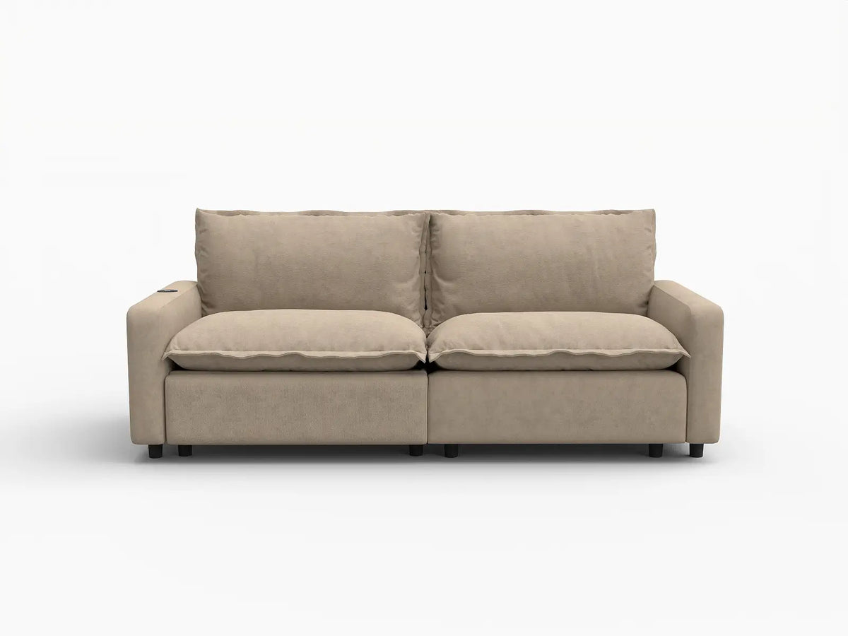 2 Piece Khaki Linen Dorm Room Loveseats 2 Seater 2