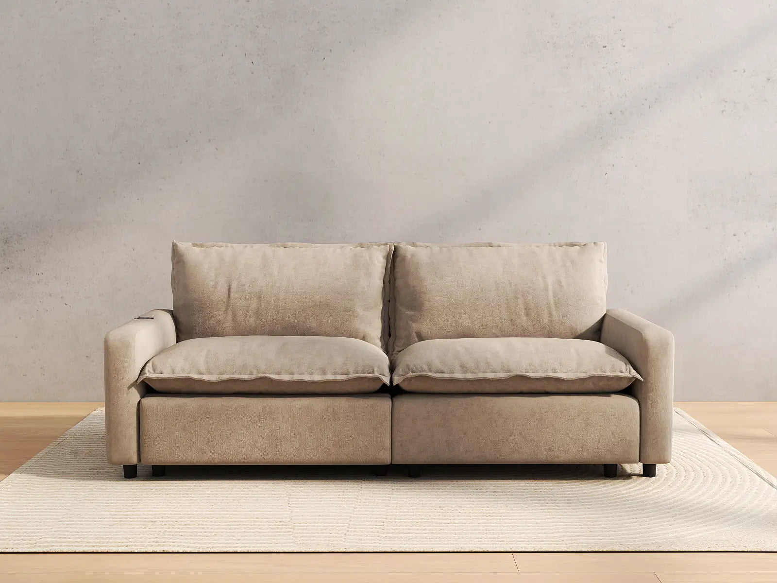 2 Piece Khaki Linen Dorm Room Loveseats 2 Seater 4