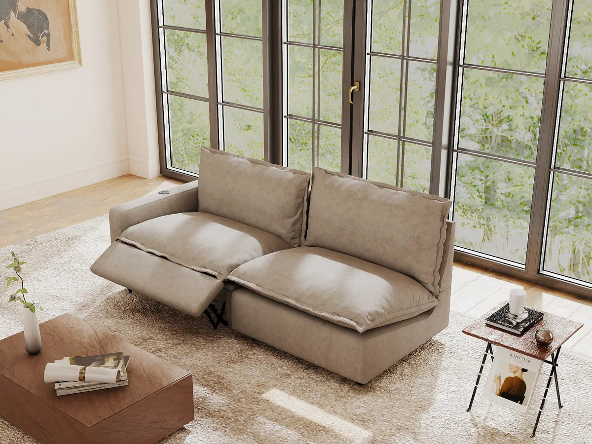 2 Piece Khaki Linen Efficient Modern Loveseats 2 Seater 1