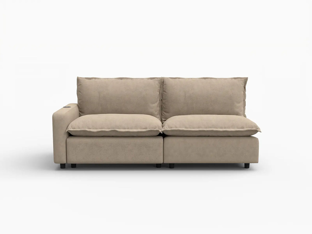 2 Piece Khaki Linen Efficient Modern Loveseats 2 Seater 2