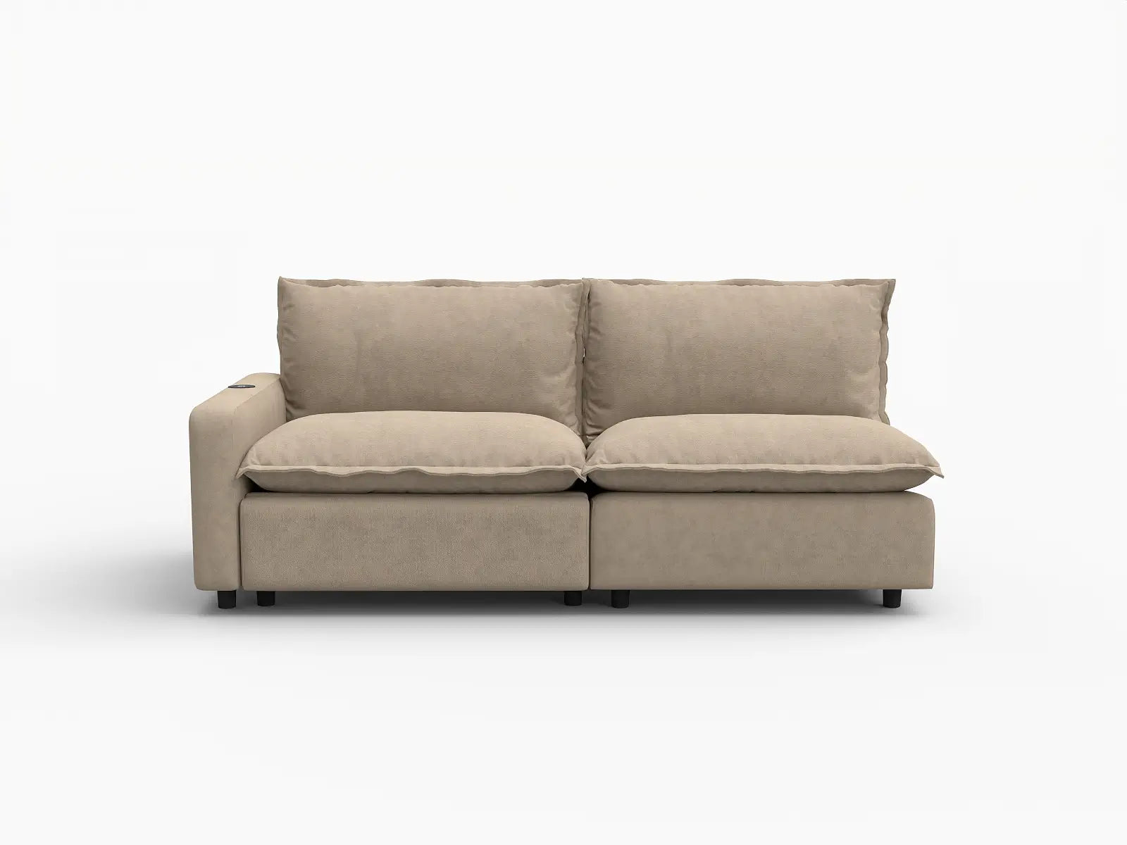 2 Piece Khaki Linen Efficient Modern Loveseats 2 Seater 2