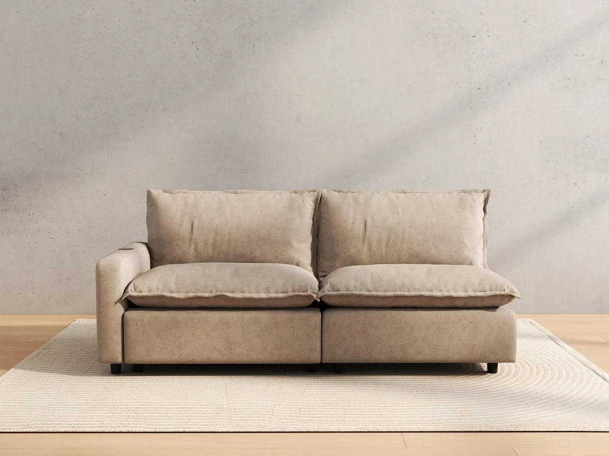 2 Piece Khaki Linen Efficient Modern Loveseats 2 Seater 4