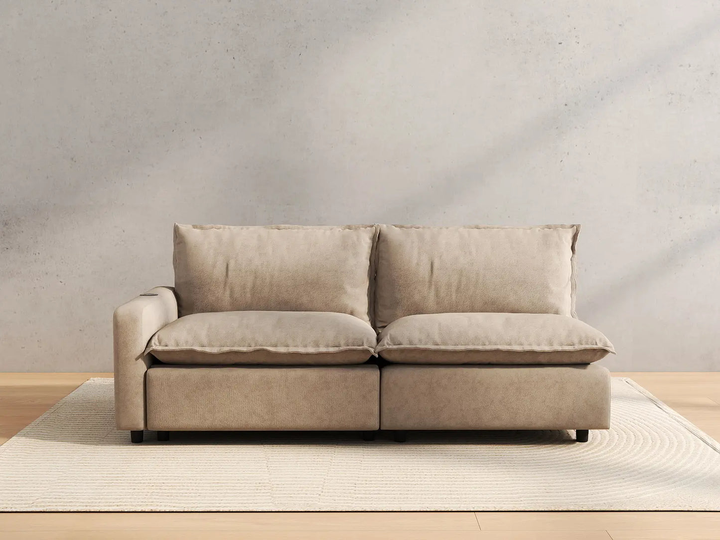 2 Piece Khaki Linen Efficient Modern Loveseats 2 Seater 4