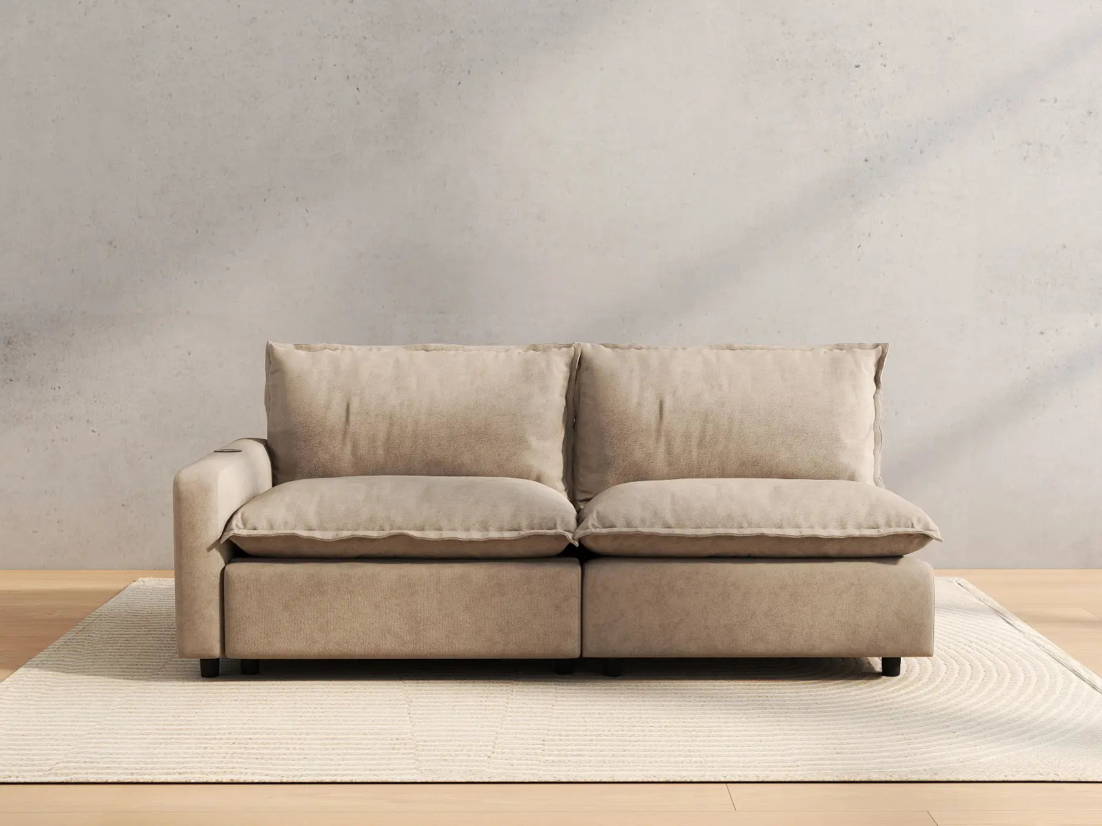 2 Piece Khaki Linen Efficient Modern Loveseats 2 Seater 4