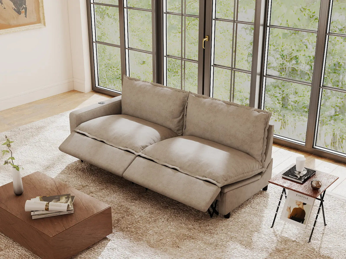 2 Piece Khaki Linen Small Space Loveseats 2 Seater 1
