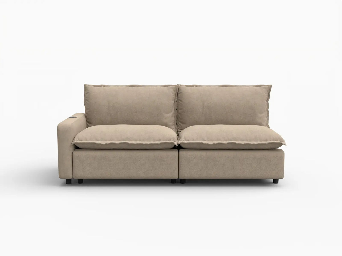 2 Piece Khaki Linen Small Space Loveseats 2 Seater 2