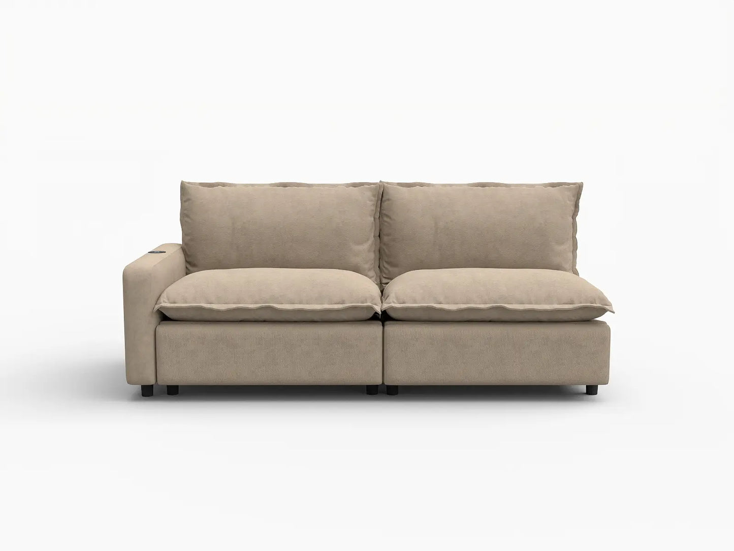 2 Piece Khaki Linen Small Space Loveseats 2 Seater 2