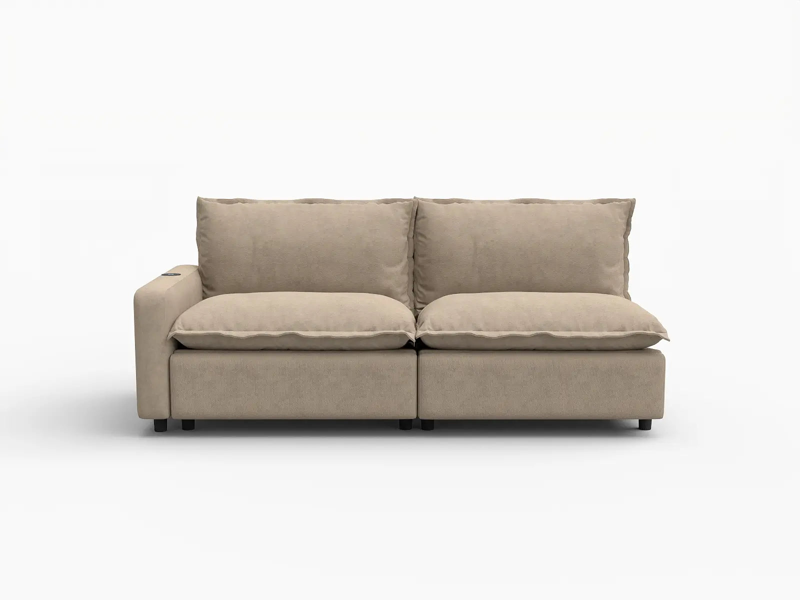 2 Piece Khaki Linen Small Space Loveseats 2 Seater 2