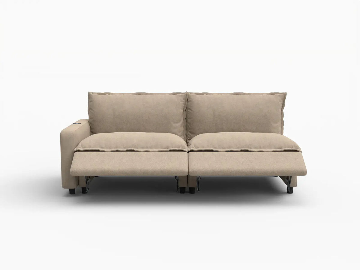 2 Piece Khaki Linen Small Space Loveseats 2 Seater 3